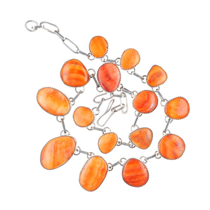 18" Fannie Chavez Navajo sterling silver spiny oyster tab necklace