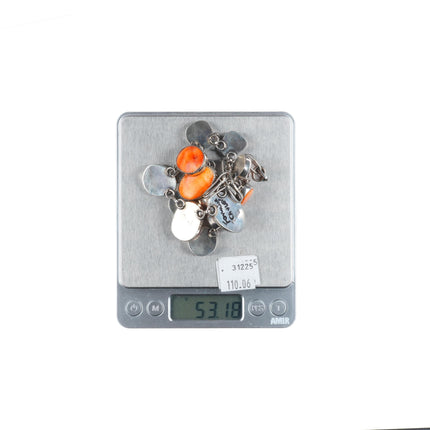 18" Fannie Chavez Navajo sterling silver spiny oyster tab necklace