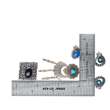 Vintage Navajo/southwestern sterling silver turquoise/lapis  clip on earring lot