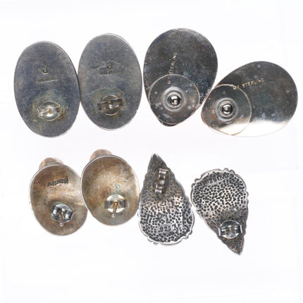 4 Vintage Navajo/southwestern sterling silver turquoise/onyx  earring lot