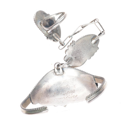 6.6" sz8.5 Justin Morris Navajo sterling silver/turquoise slave cuff bracelet