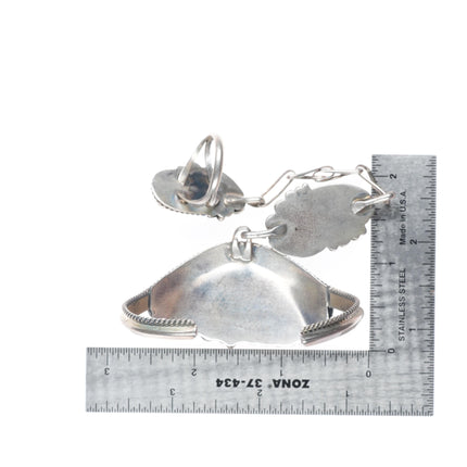 6.6" sz8.5 Justin Morris Navajo sterling silver/turquoise slave cuff bracelet