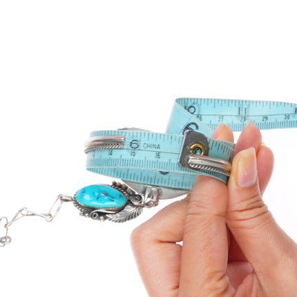 6.6" sz8.5 Justin Morris Navajo sterling silver/turquoise slave cuff bracelet