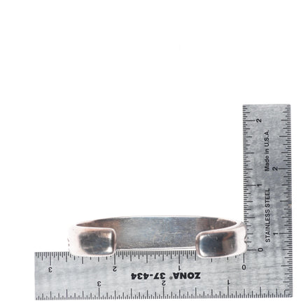 6.5" 40's-50's Vintage Zuni sturdy sterling silver inlay turquoise cuff bracelet