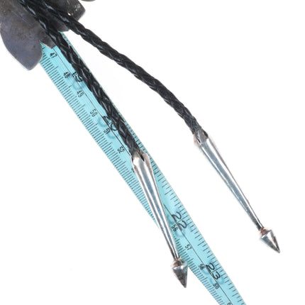 Large Steve Yellowhorse Navajo sterling silver bolo tie bullet tips