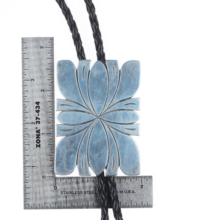 Large Steve Yellowhorse Navajo sterling silver bolo tie bullet tips