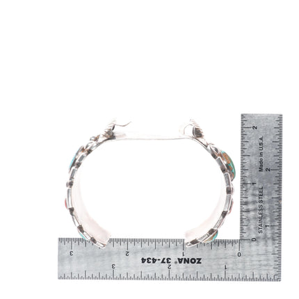 7" Pilot Mountain turquoise/coral Navajo sterling silver watch cuff bracelet