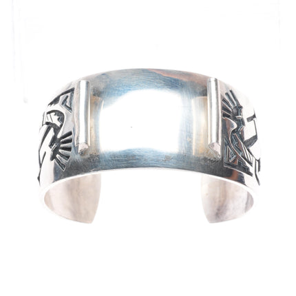 7" Benjamin Mansfield Hopi Overlay Kokopelli watch cuff bracelet sterling silver