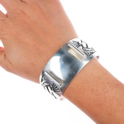 7" Benjamin Mansfield Hopi Overlay Kokopelli watch cuff bracelet sterling silver