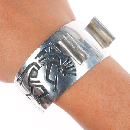 7" Benjamin Mansfield Hopi Overlay Kokopelli watch cuff bracelet sterling silver