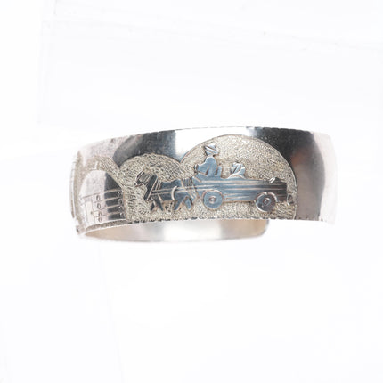 6.6" Richard L. Reeve Apache Native American sterling storyteller cuff bracelet