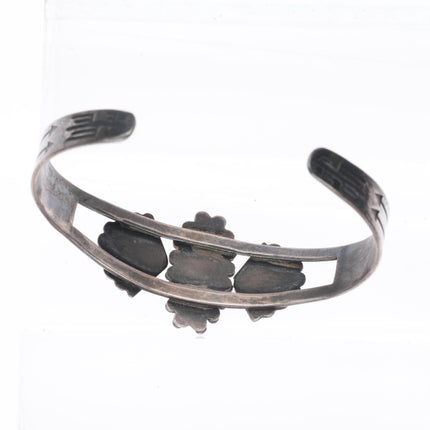 6.5" 1940's Fred Harvey type sterling silver thunderbird turquoise cuff bracelet