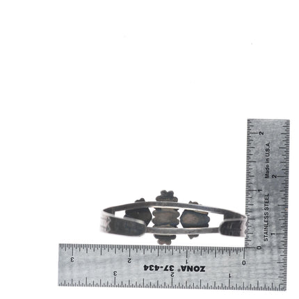 6.5" 1940's Fred Harvey type sterling silver thunderbird turquoise cuff bracelet