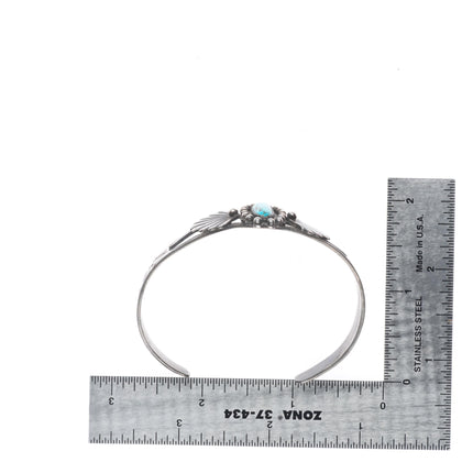 6.5" 1940's Fred Harvey type sterling silver thunderbird turquoise cuff bracelet