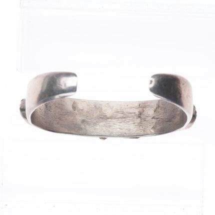 6.25" Vintage Zuni sterling silver chunky turquoise row cuff bracelet