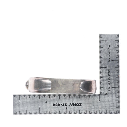 6.25" Vintage Zuni sterling silver chunky turquoise row cuff bracelet