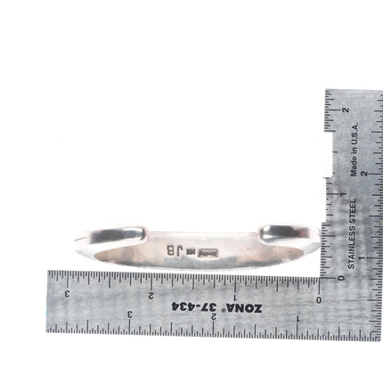 6.3" Jerome Begay Navajo sterling silver/14k gold turquoise row cuff bracelet