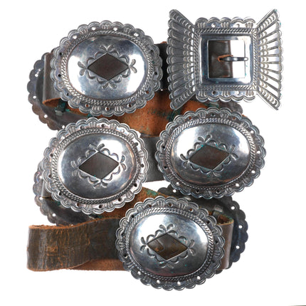 Ike Wilson (1900-1942) Navajo First Phase style sterling silver concho belt