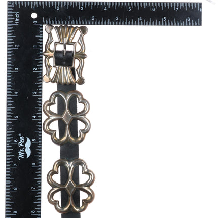 Long Vintage Navajo sterling silver sandcast concho belt