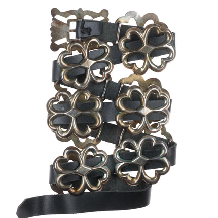 Long Vintage Navajo sterling silver sandcast concho belt