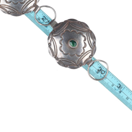 c1940 Large/Heavy Navajo hand stamped sterling silver link concho belt turquoise