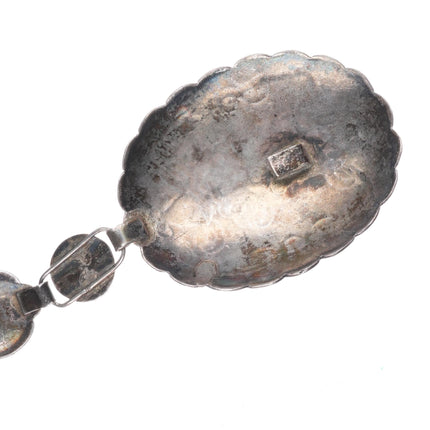 32.5" c1940 nice Navajo hand stamped sterling silver link concho belt