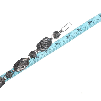 32.5" c1940 nice Navajo hand stamped sterling silver link concho belt