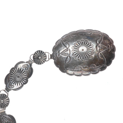 32.5" c1940 nice Navajo hand stamped sterling silver link concho belt