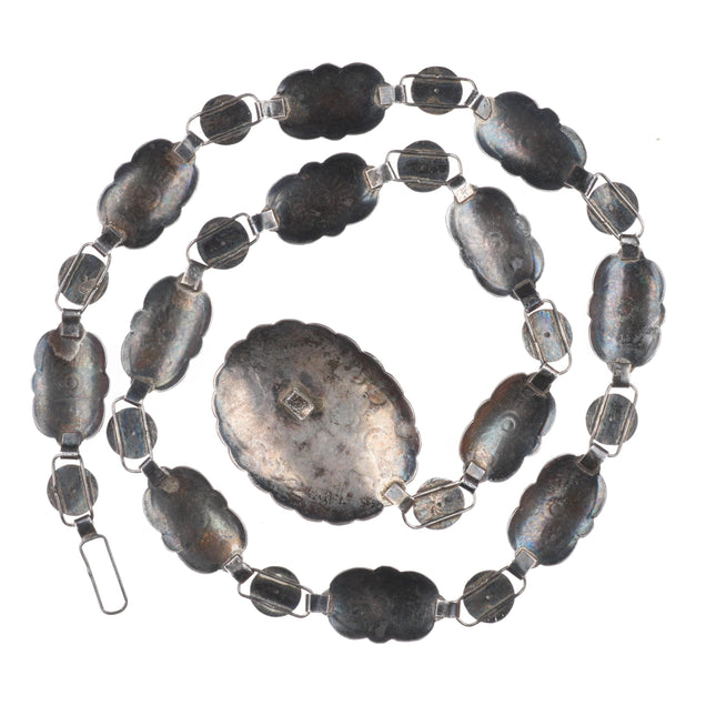 32.5" c1940 nice Navajo hand stamped sterling silver link concho belt