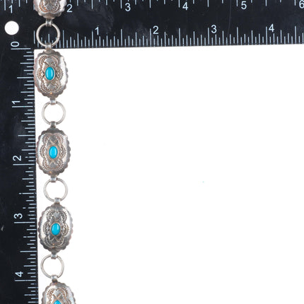 9" Vintage sterling silver turquoise concho link bracelet/anklet