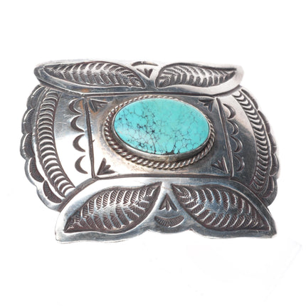 Arnold Maloney Navajo sterling silver revival mustache belt buckle turquoise