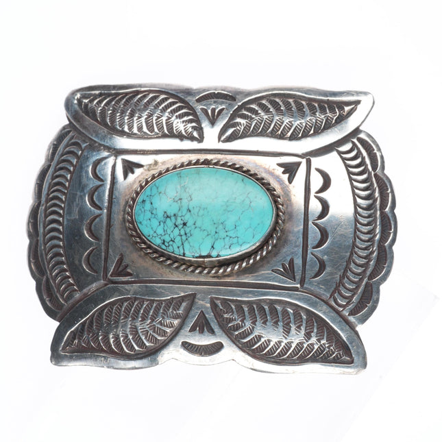 Arnold Maloney Navajo sterling silver revival mustache belt buckle turquoise