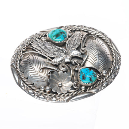 Richard Begay Navajo sterling silver eagle belt buckle with turquoise