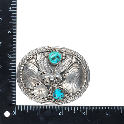Richard Begay Navajo sterling silver eagle belt buckle with turquoise