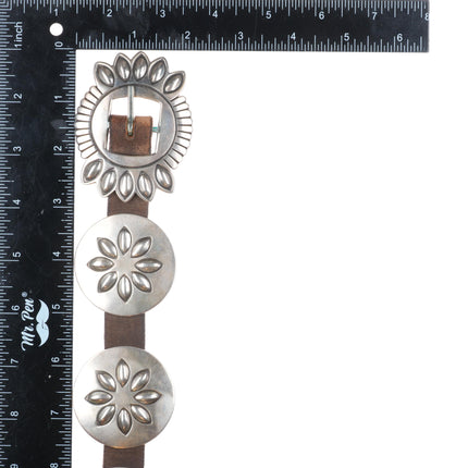 vintage Cippy Crazy Horse Cochiti deep stamped sterling silver concho belt