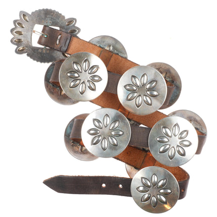 vintage Cippy Crazy Horse Cochiti deep stamped sterling silver concho belt