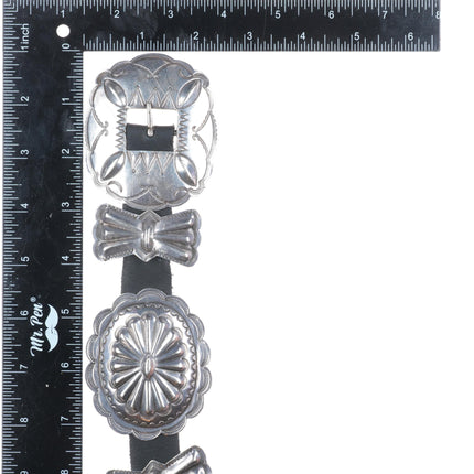 40" Vintage Navajo nicely stamped sterling silver butterfly concho belt