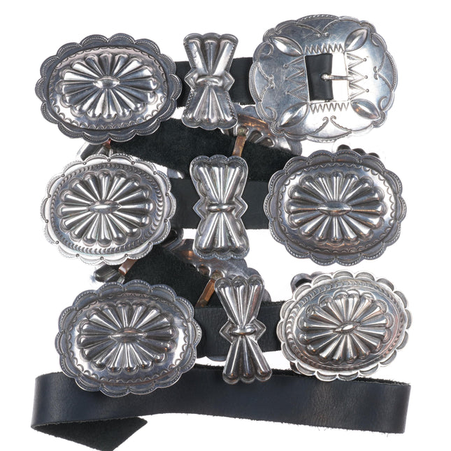 40" Vintage Navajo nicely stamped sterling silver butterfly concho belt