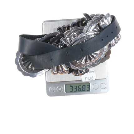 40" Vintage Navajo nicely stamped sterling silver butterfly concho belt