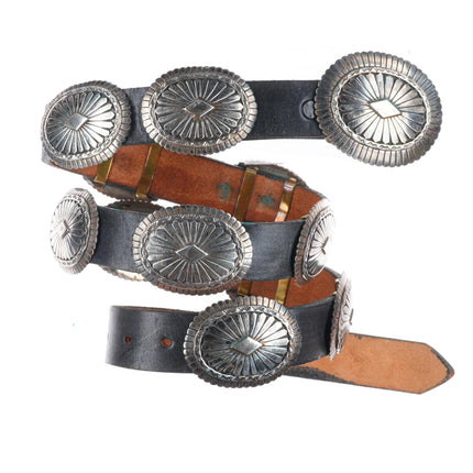 37" Larry Begay Navajo sterling silver heavy stamped concho belt