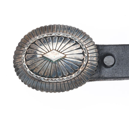 37" Larry Begay Navajo sterling silver heavy stamped concho belt