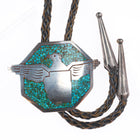 c1970 Tommy Singer Navajo vintage sterling silver thunderbird bolo tie