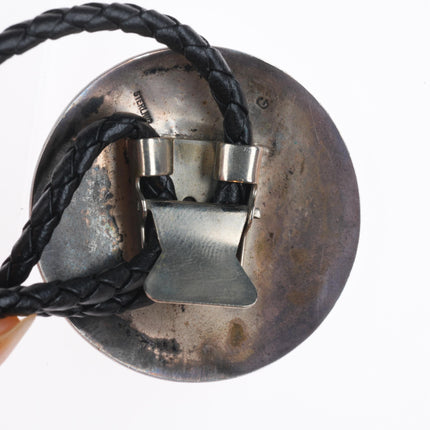 Vintage G Navajo or Hopi sterling silver "Man in the Maze" bolo tie