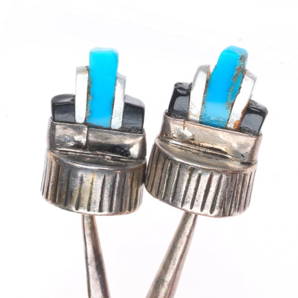 c1960 c-31 Calabaza Santo Domingo sterling silver turquoise inlay bolo tie