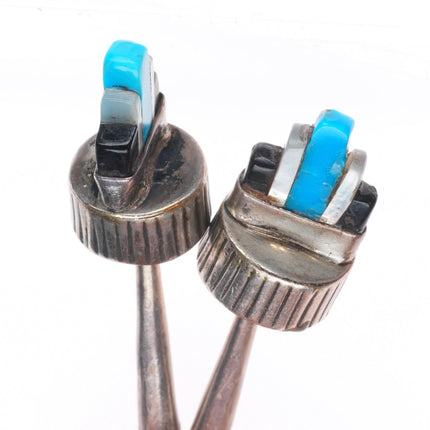 c1960 c-31 Calabaza Santo Domingo sterling silver turquoise inlay bolo tie