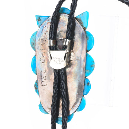 c1960 c-31 Calabaza Santo Domingo sterling silver turquoise inlay bolo tie