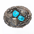 Jessie Claw Navajo vintage sterling silver Kingman turquoise belt buckle