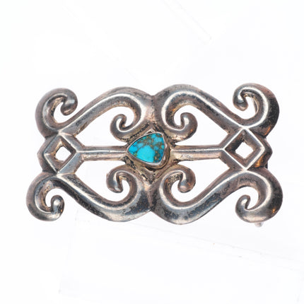 Vintage Navajo sterling silver, cast belt buckle with nice turquoise