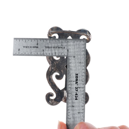 Vintage Navajo sterling silver, cast belt buckle with nice turquoise