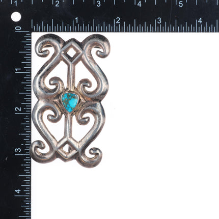 Vintage Navajo sterling silver, cast belt buckle with nice turquoise